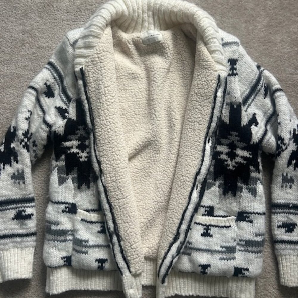 Lucky Brand Sherpa Lined Cardigan Sweater